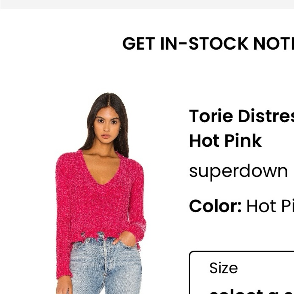 Superdown V-Neck Sweater - Hot Pink